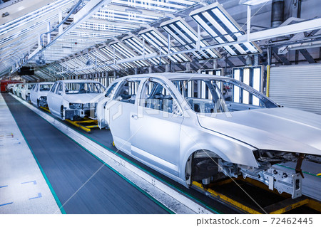 cars in a row at car plant cars in a row at car plant 72462445