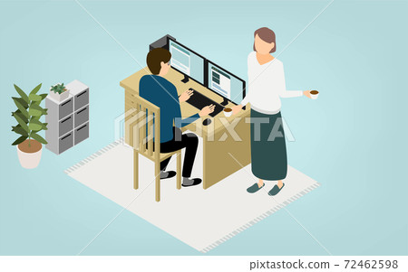 等距，遠程工作者在家工作 72462598