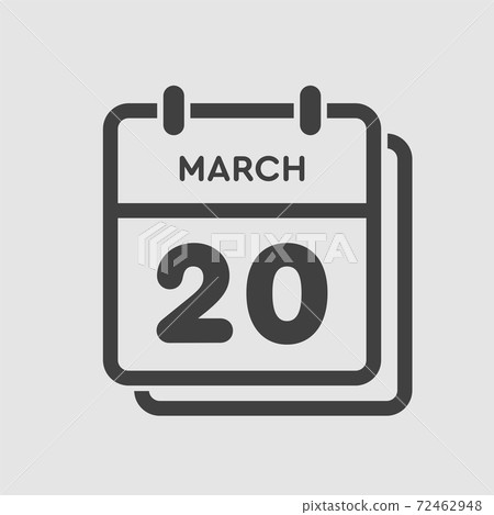 Icon day date 20 March, template calendar page Icon day date 20 March, template calendar page 72462948