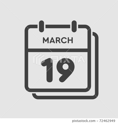 Icon day date 19 March, template calendar page Icon day date 19 March, template calendar page 72462949