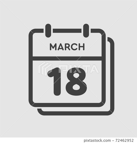 Icon day date 18 March, template calendar page Icon day date 18 March, template calendar page 72462952