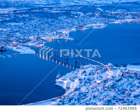 Night View of Bridge at Tromso, Norway 72463908