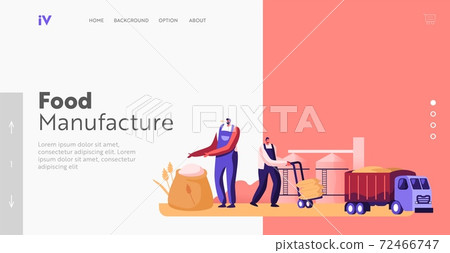 Flour Production Landing Page Template. Characters Producing Wheat, Manufacture Process, Bread Industry, Harvesting Flour Production Landing Page Template. Characters Producing Wheat, Manufacture Process, Bread Industry, Harvesting 72466747