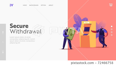 Convoy Money Transportation Landing Page Template. Tiny Armed Cash-in-transit Guard Characters Collecting Money from Atm Convoy Money Transportation Landing Page Template. Tiny Armed Cash-in-transit Guard Characters Collecting Money from Atm 72466758