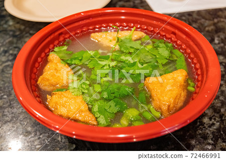 Close up shot of soup noodle with tofu Close up shot of soup noodle with tofu 72466991