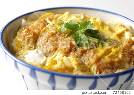 Katsudon in a bowl is shot separately on a white background Katsudon in a bowl is shot separately on a white background 72468162