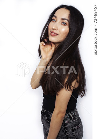 young pretty asian woman posing cheerful emotional isolated on white background, lifestyle people concept young pretty asian woman posing cheerful emotional isolated on white background, lifestyle people concept 72468457
