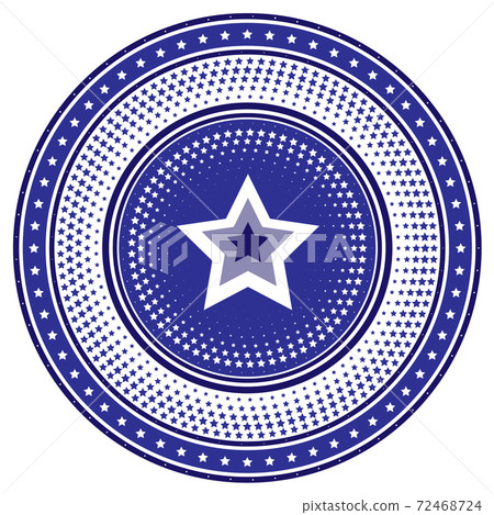Round die, stamp or chip with blue radial star pattern 72468724