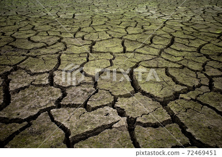 Dry and cracked green-brown earth b-1 72469451