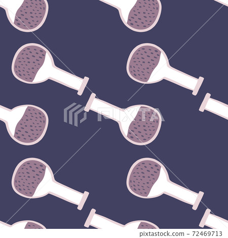 Minimalistic style seamless pattern with lab flask ornament. Purple science equipment on navy blue background. Minimalistic style seamless pattern with lab flask ornament. Purple science equipment on navy blue background. 72469713