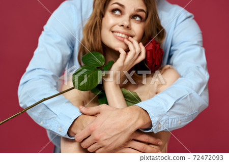 married couple man and woman romance red rose isolated background holiday flowers 72472093