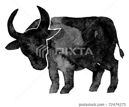 水墨畫:牛剪影圖 水墨畫:牛剪影圖 72474275