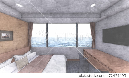 酒店單人房室內珀斯背景海51 酒店單人房室內珀斯背景海51 72474495