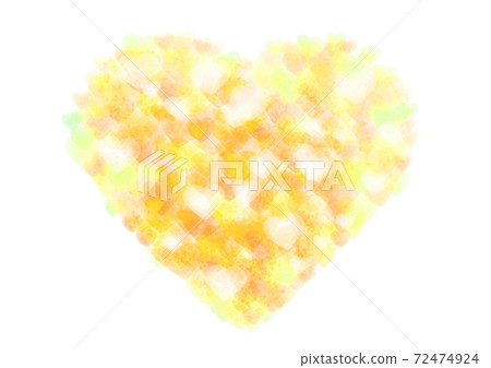 Watercolor-style illustration of hearts gathering into a big yellow heart Watercolor-style illustration of hearts gathering into a big yellow heart 72474924