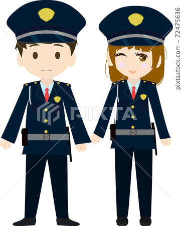Illustration of cute male and female guards 72475636