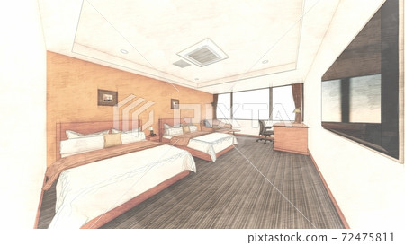 Hotel Double Bed Interior Perth 64 - Stock Illustration [72475811] - PIXTA