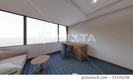 Hotel Double Bed Interior Perspective Background Sea 10 72476296