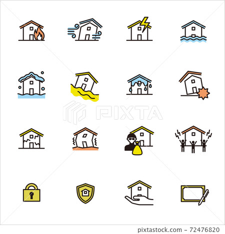 簡單的圖示集：家庭保險（火災保險/地震保險） 72476820