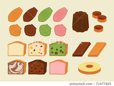 Illustration set of various baked goods with background 72477885