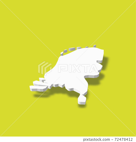 Netherlands, Holland - white 3D silhouette map of country area with dropped shadow on green background. Simple flat vector illustration Netherlands, Holland - white 3D silhouette map of country area with dropped shadow on green background. Simple flat vector illustration 72478412