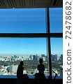 Boy brothers looking at Tokyo from the window (vertical) 72478682