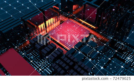 Abstract Central Computer Processors Concept. 3D illustration 72479025