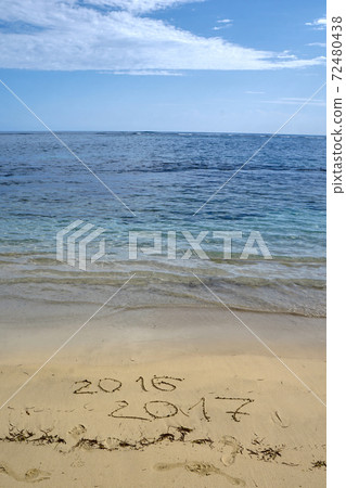 2016 and 2017 year on the sand beach 2016 and 2017 year on the sand beach 72480438