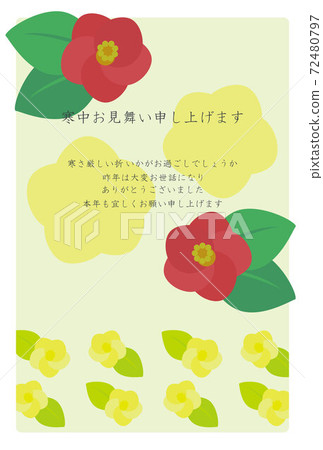 椿圖案的冬季問候帖 椿圖案的冬季問候帖 72480797