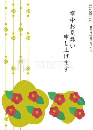 Camellia pattern winter greeting postcard Camellia pattern winter greeting postcard 72480798