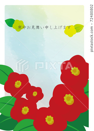 Camellia pattern winter greeting postcard Camellia pattern winter greeting postcard 72480802