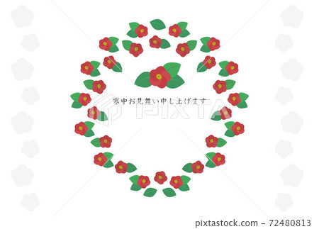 Camellia pattern winter greeting postcard Camellia pattern winter greeting postcard 72480813