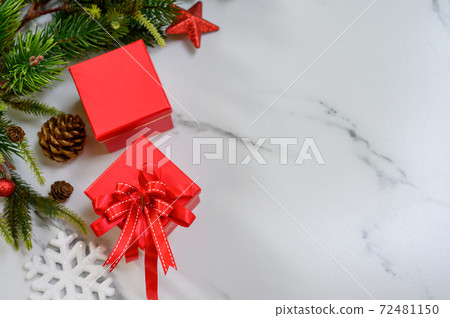 Merry Christmas and Happy New Year background. Winter season holiday decoration with gift and present. 72481150