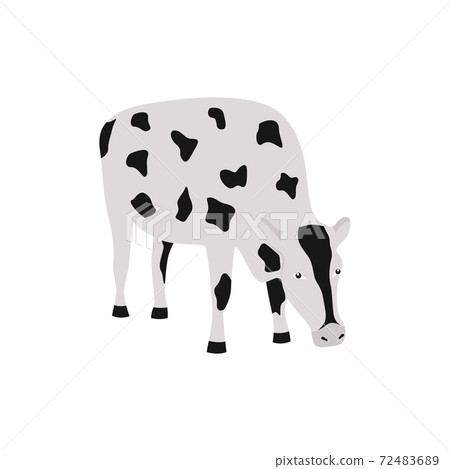 Cartoon farm cow isolated on white background - black and white animal Cartoon farm cow isolated on white background - black and white animal 72483689