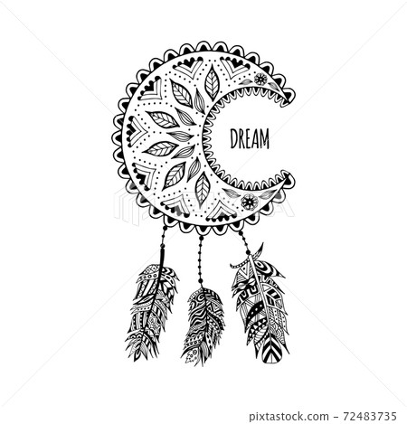 Tribal dreamcatcher from feathers with ethnic ornament a vector illustration Tribal dreamcatcher from feathers with ethnic ornament a vector illustration 72483735