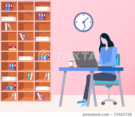 Secretary Sits by Laptop, Worker Comparing Results Secretary Sits by Laptop, Worker Comparing Results 72483736