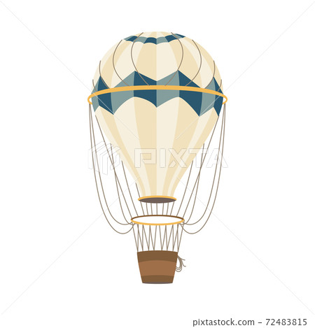 Air balloon with striped aerostat and basket flat vector illustration isolated. Air balloon with striped aerostat and basket flat vector illustration isolated. 72483815