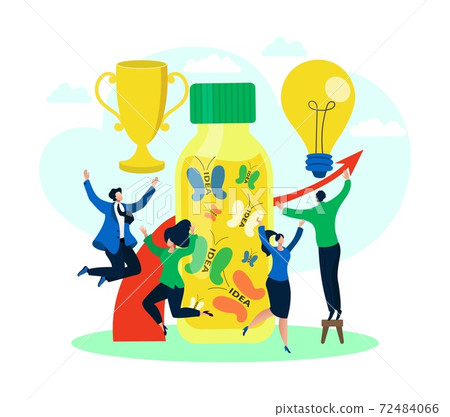 Success business idea, trophy symbol for man woman people concept, vector illustration. Businessman woman person character 72484066