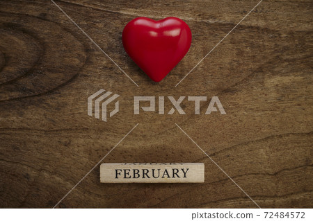 February 14 on wooden cube calendar 72484572