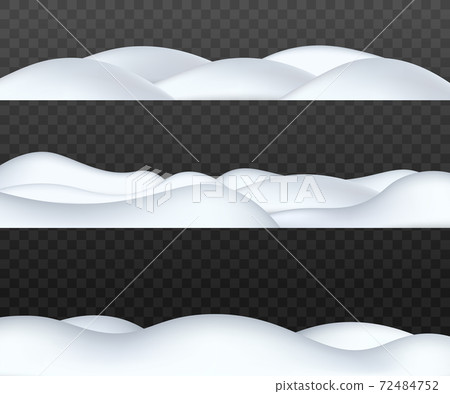 Set of winter snowdrifts lower borders, realistic vector illustration isolated. Set of winter snowdrifts lower borders, realistic vector illustration isolated. 72484752