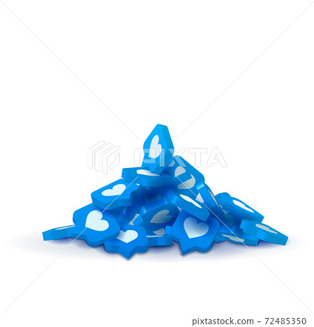 Large heap of bright blue social likes isolated on white 72485350