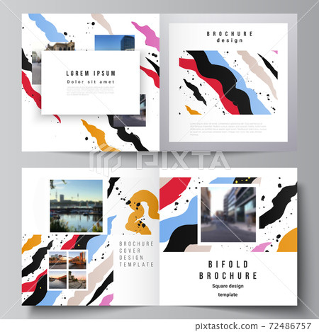 Vector layout of two covers templates for square design bifold brochure, flyer, magazine, cover design,book design, brochure cover, creative agency, corporate, business, portfolio, pitch deck, startup 72486757