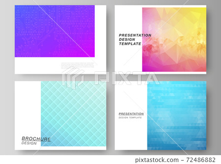 The minimalistic abstract vector illustration of the editable layout of the presentation slides design business templates. Abstract geometric pattern with colorful gradient business background. 72486882
