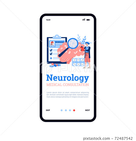 Neurology medical examination onboarding screen flat cartoon vector illustration. 72487542