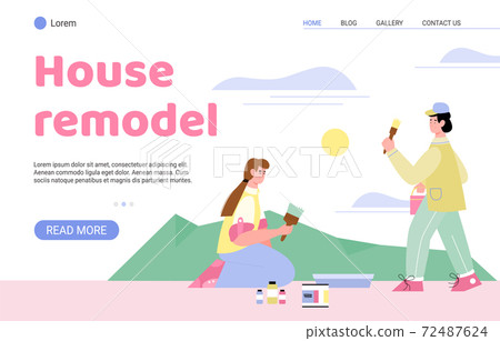 House remodel and renovation interior website page vector cartoon illustration. 72487624
