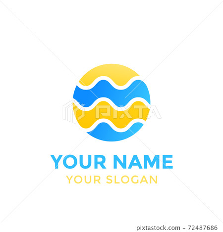 round vector logo with waves on white round vector logo with waves on white 72487686