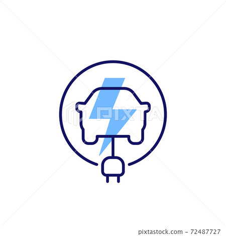 electric car icon, line design 72487727