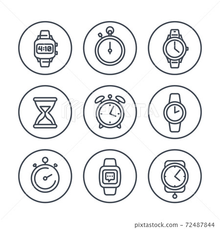 watches line icons on white 72487844