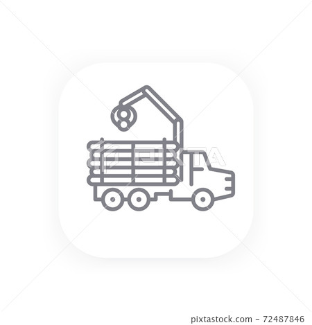 Forwarder line icon, logging truck Forwarder line icon, logging truck 72487846