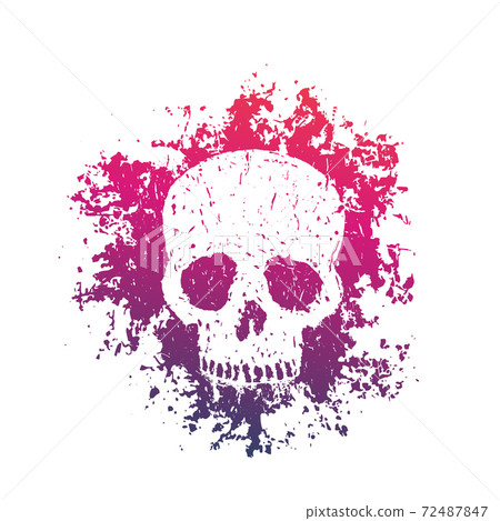 t-shirt print with grunge skull over white 72487847