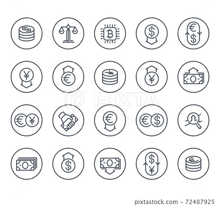 Currency, finance, forex trading line icons - Stock Illustration ...